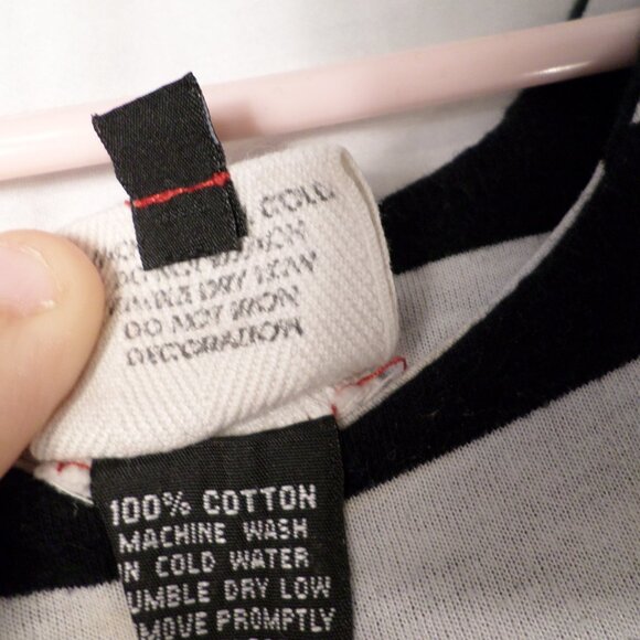 Kaos Recycled Johnny Cash Dress Black/White/Red Stripe Girls Youth Sz 6 - Picture 7 of 10